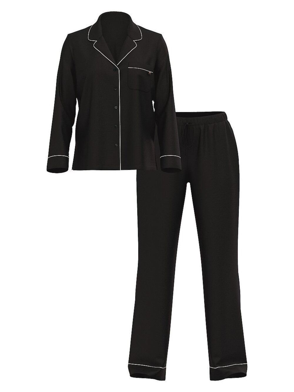 Victoria’s Secret Black Modal Pajama Set Pink Piping Size M